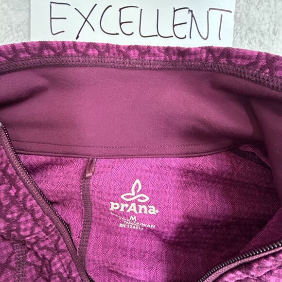 Prana Womens Full-Zip Jacket Pink Pattern Medium Lightweight Stretch Pockets - Picture 3 of 8